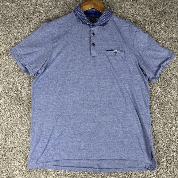 Ted Baker London Shirt Mens L (Tag 5) Sky Blue Pocket Polo Contrasting Collar - Picture 1 of 10
